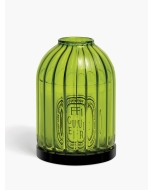 无花果绿竖纹玻璃烛罩